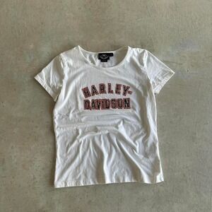 Vintage y2k Women's Harley Davidson Biker Style Rhinestone Tee size Large